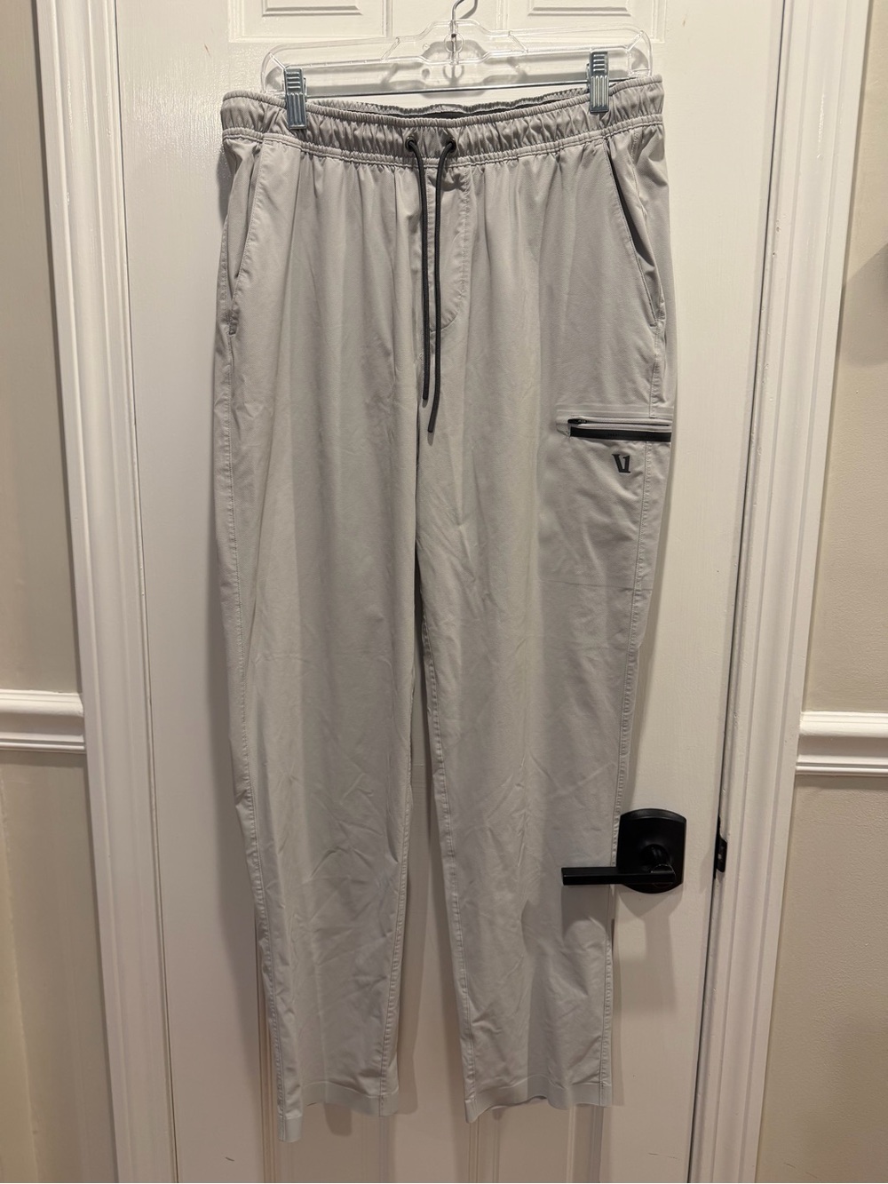 Vuori Light Gray Drawstring Joggers with Zipper Pocket